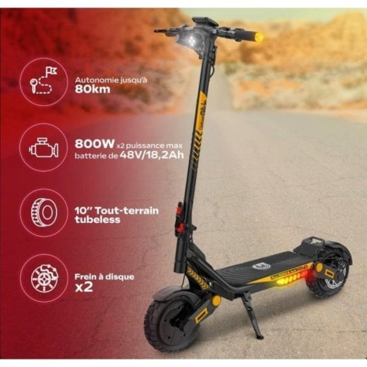 Trottinette électrique AR5Pro 25 km/h 40 km d'autonomie 800W pneus 10" LED XXL