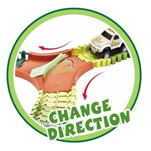Flexibles Dinosaurier-Rennautobahn Set 240 Teile mit Brücke Tunnel Zubehör
