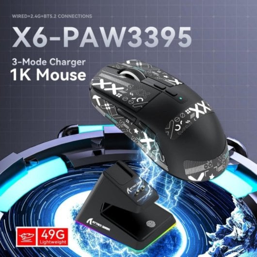 Ratón ultraligero con cable 49 g para gaming