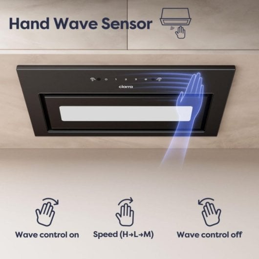 Cappa aspirante da incasso Controllo gestuale 52 cm nero LED e filtri carbone