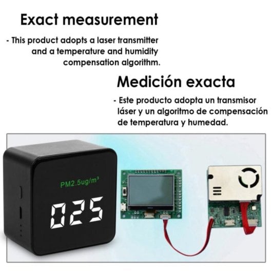 Detetor Portátil Qualidade Ar PM2.5 indicador cor bateria recarregável compacto