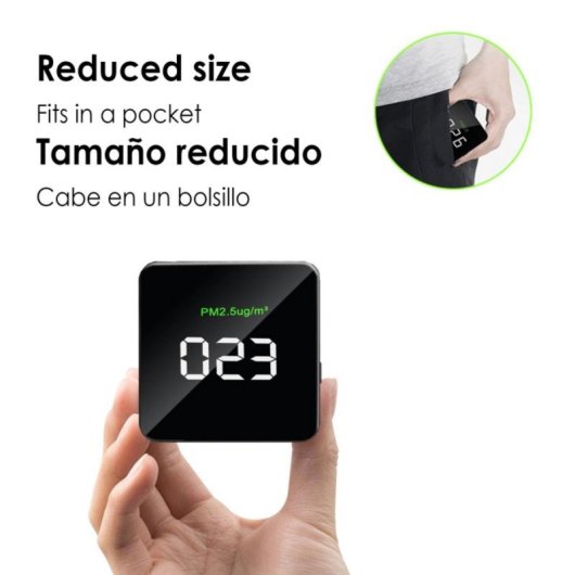 Detetor Portátil Qualidade Ar PM2.5 indicador cor bateria recarregável compacto