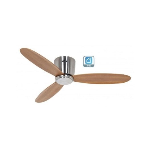 Ventilador de techo DC Wi-Fi Smart Life roble natural Ø112 cm mando 6 velocidades