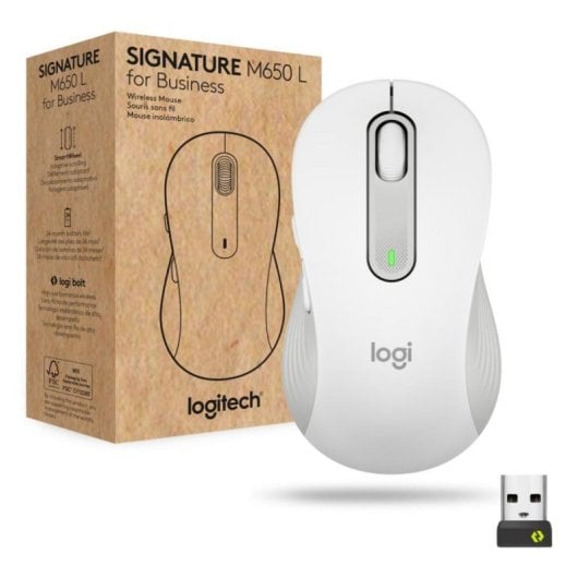 Souris Logitech sans fil 4000 DPI SmartWheel Bluetooth, main droite, blanc
