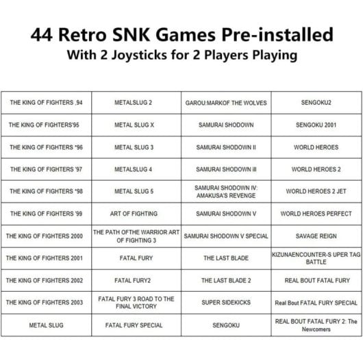 Unico FUN R1 Arcade Stick Retro com 44 Jogos SNK, HDMI, AV e Duplo Joystick