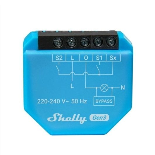 Relais Wi-Fi Shelly 1L Gen3 Contrôle de l’éclairage, Encastrable, Protection surchauffe