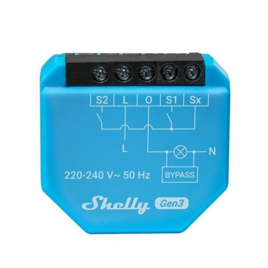 Interruttore intelligente Shelly 1L Gen3 Wi-Fi senza neutro compatto protezione termica