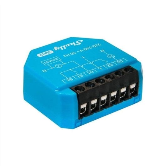 Relais Wi-Fi Shelly 2L Gen3 Contrôle de l’éclairage, 2 canaux, Protection thermique, Encastrable