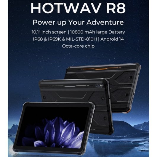 Tablette Hotwav R8 4G 10,1 pouces 4 Go/128 Go Android 14 10 800 mAh Orange Gratuite