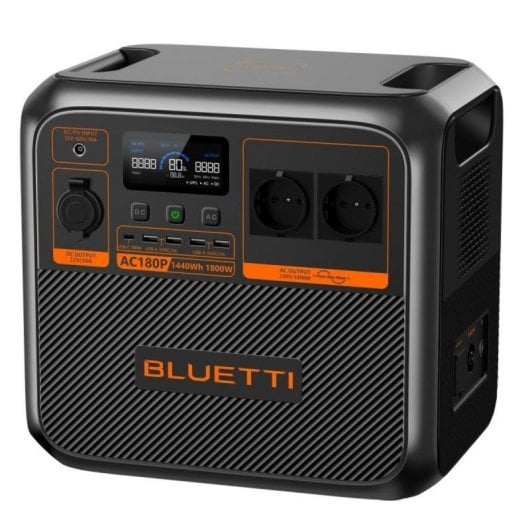 Estación de energía portátil Bluetti AC180P 1440 Wh 1800 W LiFePO4 2AC 11 salidas Negra