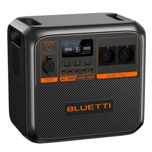 Estación de energía portátil Bluetti AC180P 1440 Wh 1800 W LiFePO4 2AC 11 salidas Negra