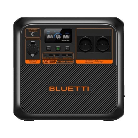 Estación de energía portátil Bluetti AC180P 1440 Wh 1800 W LiFePO4 2AC 11 salidas Negra