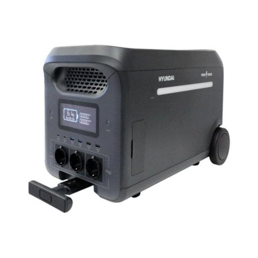 Estação de energia Hyundai Thor 3000 2560Wh 3 AC 7 DC USB 2 USB-C Bateria LiFePO4 Tela LCD App Solar Rodas