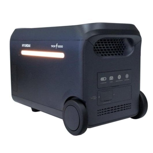 Estação de energia Hyundai Thor 3000 2560Wh 3 AC 7 DC USB 2 USB-C Bateria LiFePO4 Tela LCD App Solar Rodas