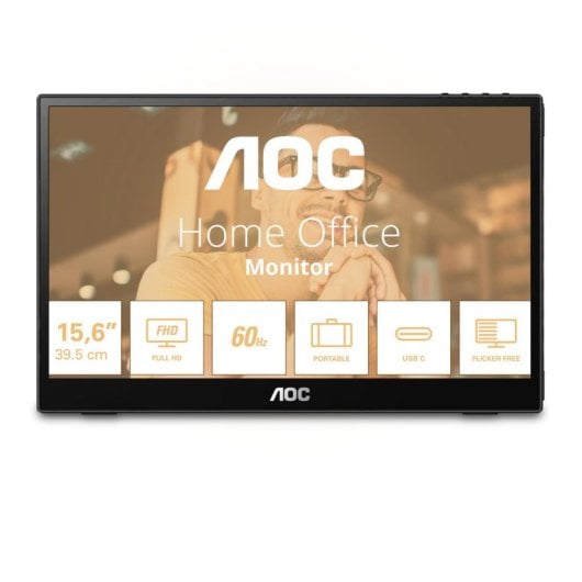Monitor AOC 15,6" 1920 x 1080 60Hz IPS Autopivot Flicker Free USB-C
