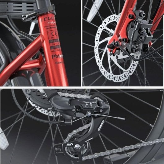 Bicicleta Elétrica Legend Siena 24" dobrável bateria 13 Ah travões hidráulicos vermelho