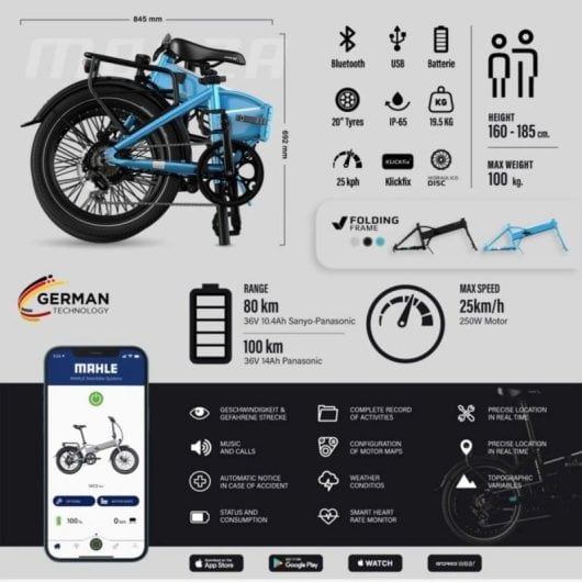 Bicicleta Elétrica Legend Monza dobrável 20" 250W bateria nova recondicionada