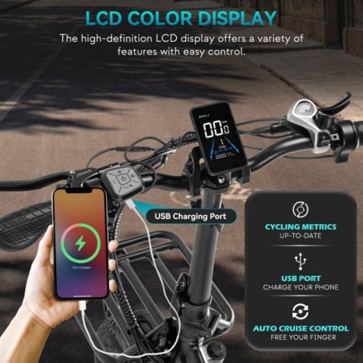 Bicicleta elétrica F20 X-Max 750W 48V 30Ah Tripla Suspensão Hidráulica LCD Shimano 7 Velocidades