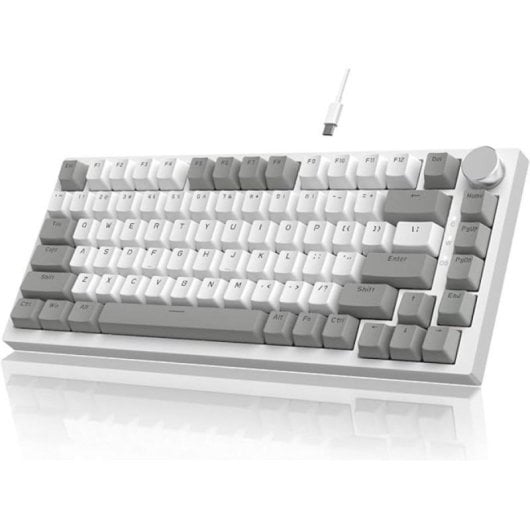 Mechanische Tastatur Ajazz AK820 ANSI 75% Grau Weiss mit Drehknopf USB-C