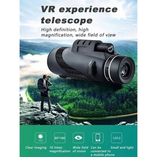 Telescópio Monocular Msl B09qrpkx4g Telescópio Monocular 80x100, Alcance Bifocal Monocular Hd De Alta Potencia, Portátil, Impermeável e Antiembaciamento, Prisma Bak4