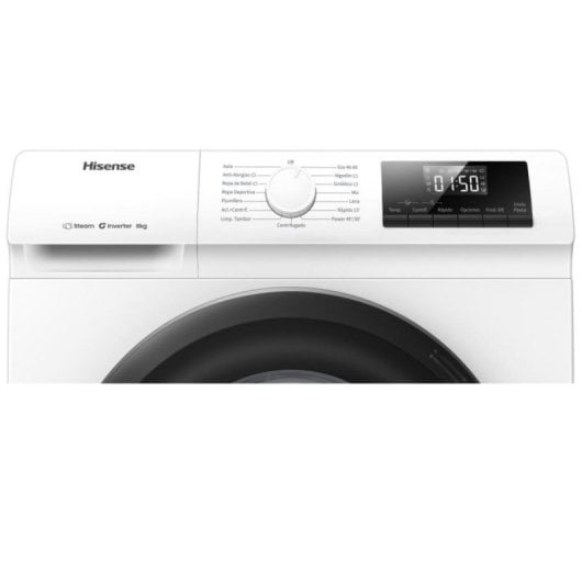 Máquina de Lavar Roupa Hisense WF1Q8041BW1 8 kg 1400rpm Classe A Branca com Vapor e Auto Wash