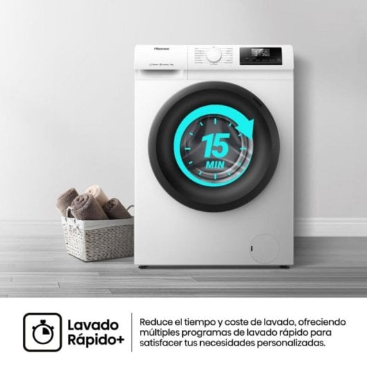 Máquina de Lavar Roupa Hisense WF1Q8041BW1 8 kg 1400rpm Classe A Branca com Vapor e Auto Wash