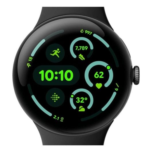 Google Pixel Watch 3 Bluetooth WiFi GPS NFC 45mm AMOLED Noir S/L Étanchéité IP68 SpO2 Pulsomètre