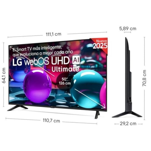 TV LG UHD α7 Gen8 50" 4K Smart TV HDR10 HLG WebOS 25 AI Sound Pro