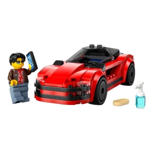 Coche Deportivo LEGO City 60448 Rojo Cabina Oscurecida y Accesorios Limpieza