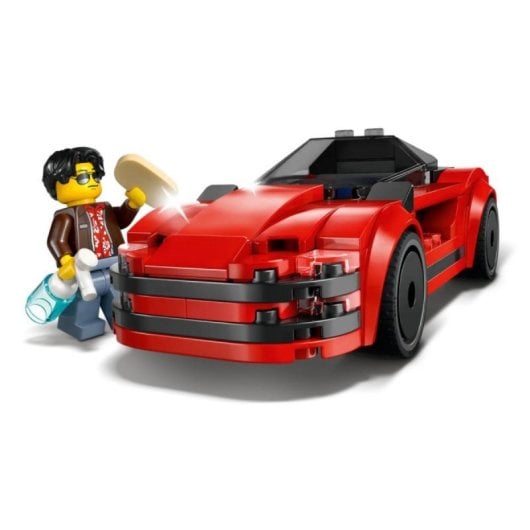 Coche Deportivo LEGO City 60448 Rojo Cabina Oscurecida y Accesorios Limpieza