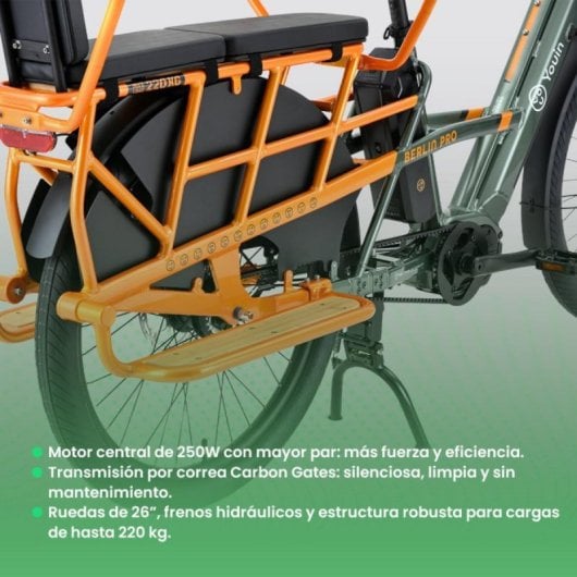 Bicicleta eléctrica YOUIN Berlin Pro BK6150 motor 250W doble batería correa carbono 26"