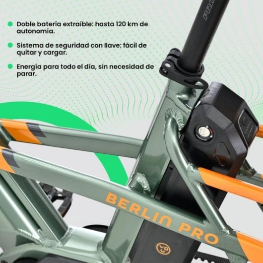Bicicleta eléctrica YOUIN Berlin Pro BK6150 motor 250W doble batería correa carbono 26"