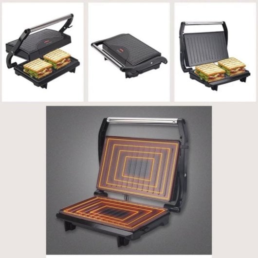 Grill doble placa antiadherente 1200W bandejas extraíbles apto lavavajillas