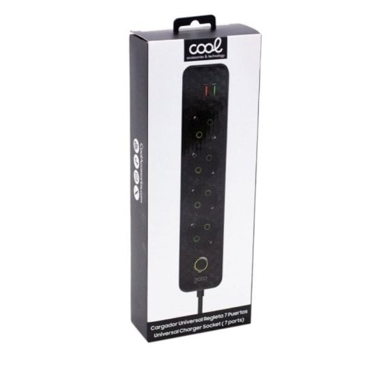 Caricatore multiplo universale COOL regleta 7 porte USB-A USB-C 4 prese EU nero
