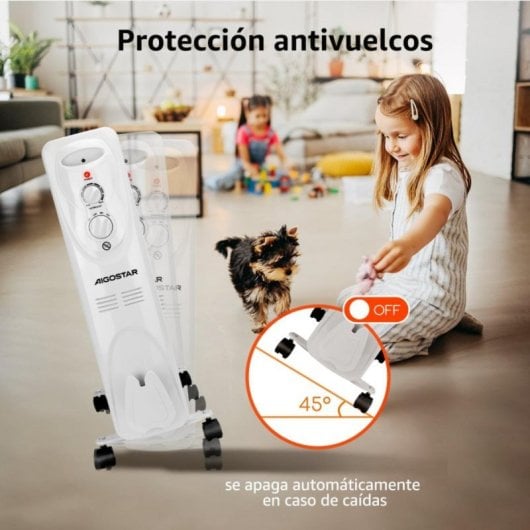 Radiador Eléctrico 2500W 11 elementos silencioso termostato ajustable apagado automático ruedas