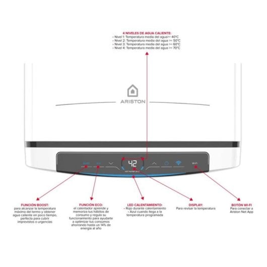 Termo eléctrico Ariston Velis Pro Wifi 80L 1500W multiposición kit polifosfatos + Instafix
