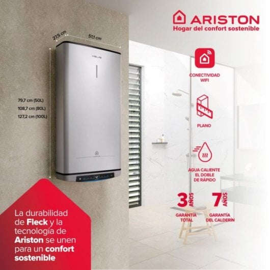 Termo eléctrico Ariston Velis Tech Dry Wifi 80L 1500W multiposición wifi programable