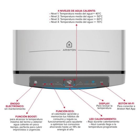 Termo eléctrico Ariston Velis Tech Dry 80L 1500W multiposición wifi doble depósito