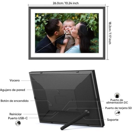 Cornice digitale ARZOPA 32GB WiFi Touch IPS 10,1" Frameo App Rotazione Automatica