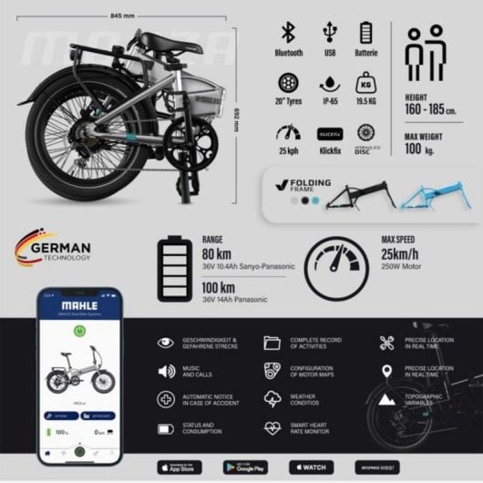 Legend Monza Bicicleta Elétrica Dobrável Recondicionada com 20", 250W, 100km e Bateria Nova