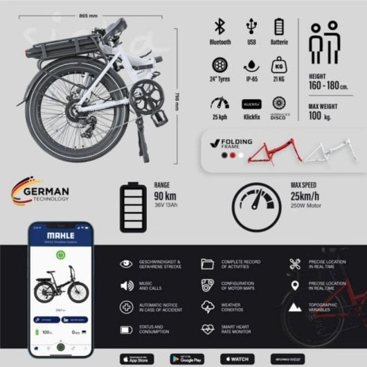 Legend Siena Bicicleta Elétrica Dobrável Recondicionada com 24", 250W, 36V/13Ah, Travões Hidráulicos