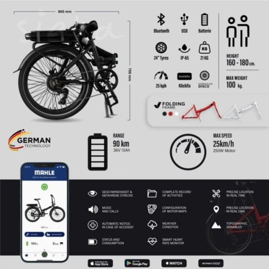 Bicicletta elettrica Legend Siena pieghevole 24" 250W batteria estraibile autonomia 90 km ricondizionata