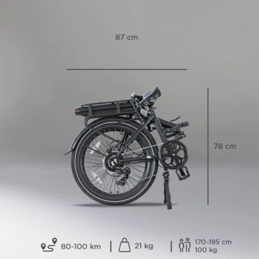 Bicicletta elettrica Legend Siena pieghevole 24" 250W 90 km autonomia cambi Shimano 7v