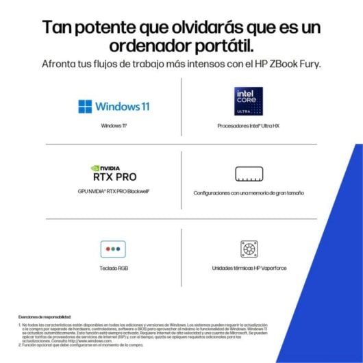 Portátil HP ZBook Fury 18" Intel Core Ultra 9 285HX 64GB 1TB SSD RTX 5000 24GB WQXGA