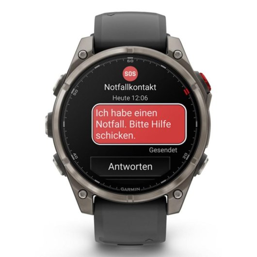 Smartwatch Garmin Fenix 8 Pro LTE/NTN Satelital 47mm AMOLED Titanio con Correa Silicona Negra/Gris