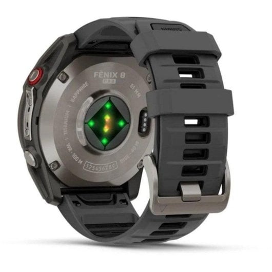 Smartwatch Garmin Fenix 8 Pro LTE/NTN Satelital 51mm AMOLED Titanio con Correa Silicona Negra/Gris