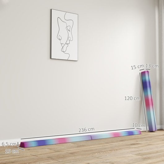 Sportnow Barra De Equilibrio Gimnasia Plegable 236 Cm Para Entrenamiento En Casa