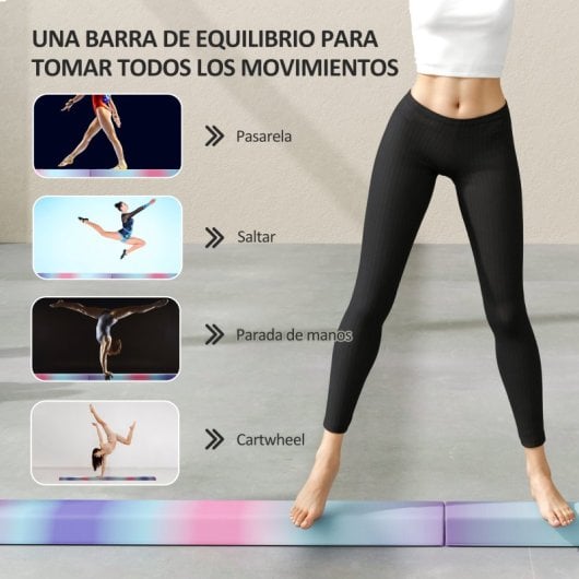 Sportnow Barra De Equilibrio Gimnasia Plegable 236 Cm Para Entrenamiento En Casa