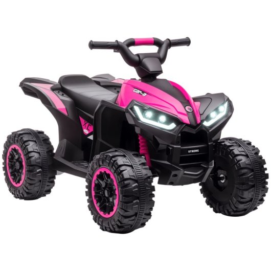 Homcom Quad Eléctrico Para Niños 3-5 Años 12v Con 2 Motores Faros Bocina Rosa