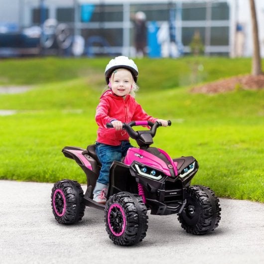 Homcom Quad Eléctrico Para Niños 3-5 Años 12v Con 2 Motores Faros Bocina Rosa